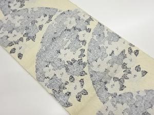 手織り真綿紬花々模様織出し名古屋帯